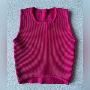 Ribbed Pink Sleeveless Top
